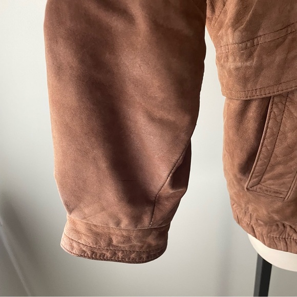 Vintage Architect Genuine Leather Zip Jacket Brown Cinchable Unisex Size Small - Picture 5 of 13